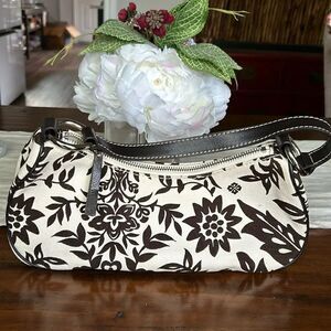 Banana Republic half moon shoulder bags cloth material and leather brown cream